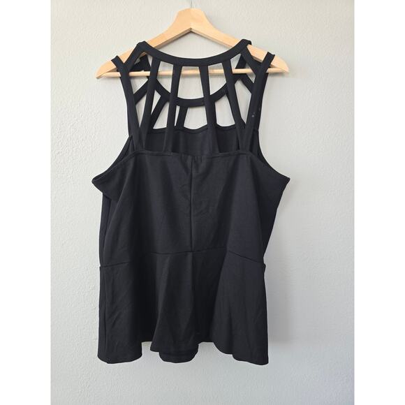 Lane Bryant Cutout High Neck Black Peplum Top Plus Size 18/20 Sexy Chic Minimal - Picture 3 of 7